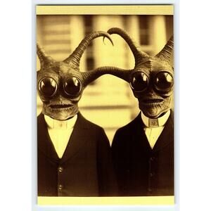 Halloween 4x6 Glossy Photo Surreal Alien Masked Men in Suits